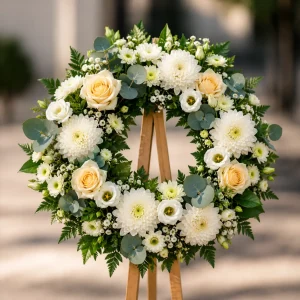 Coroană funerară mică 40 cm din flori naturale