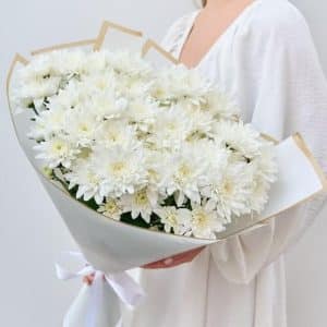 Buchet 15 crizanteme albe – Florărie Focșani, Livrare flori Focșani