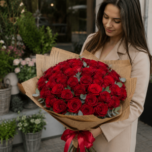 Buchet 51 trandafiri roșii